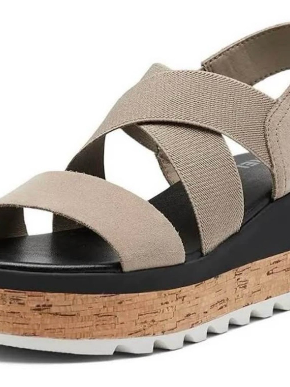 Sorel Beige Strappy Cork-Style Platform Wedge Sandal - Picture 4 of 4